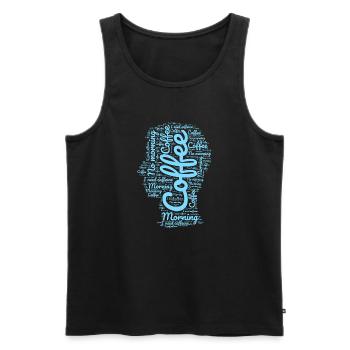 Morning Coffee in Lettering - Men's Premium Organic Tank Top - black - Front - AI Model Male 178 light (178cm)