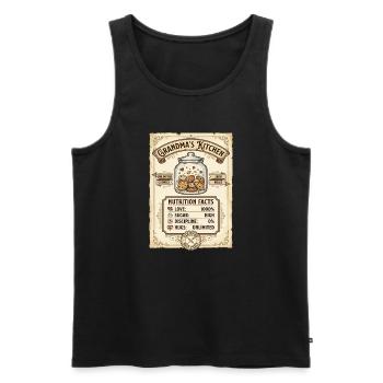 Grandma's Kitchen Nutrition Facts - Männer Premium Bio Tank Top - Schwarz - Vorne - Michal (187cm)