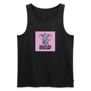 Spielender Elefant auf Lila - Männer Premium Bio Tank Top - Schwarz - Vorne - AI Model Male 178 light (178cm)