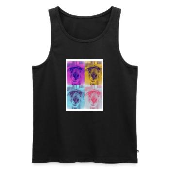 Alpaka l PopArt Vierfach Portrait - Männer Premium Bio Tank Top - Schwarz - Vorne - AI Model Male 178 light (178cm)