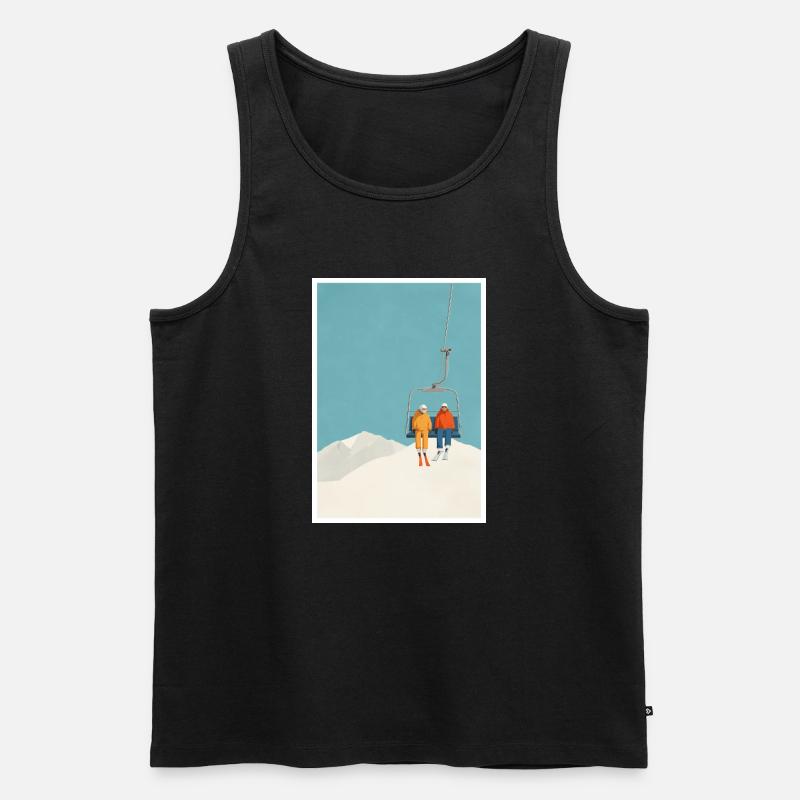 Schneebedecktes Skilift-Duo - Männer Premium Bio Tank Top - Schwarz