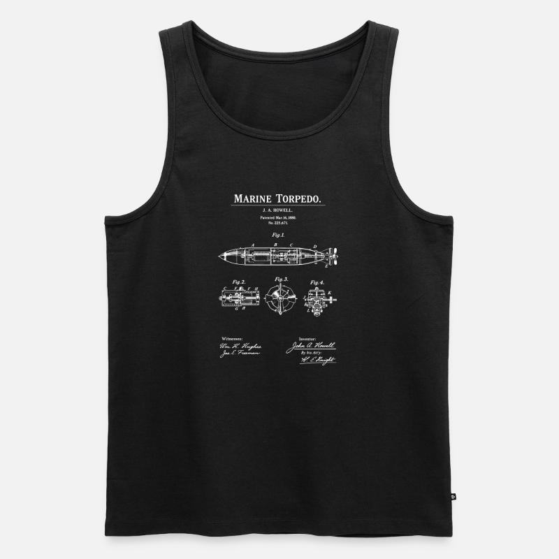 Marine-Torpedopatent-Bauplan - Männer Premium Bio Tank Top - Schwarz