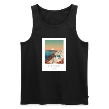 Santorini Sunset Coastal View - Men's Premium Organic Tank Top - black - Front - AI Model Male 178 light (178cm)