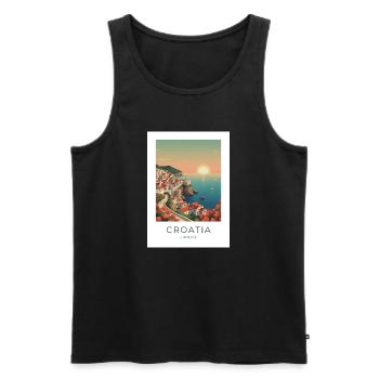 Kroatische Küstenidylle Sonnenuntergang - Männer Premium Bio Tank Top - Schwarz - Vorne - AI Model Male 178 light (178cm)