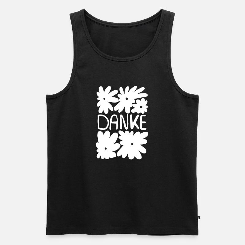Danke - weiße Blumen - Männer Premium Bio Tank Top - Schwarz