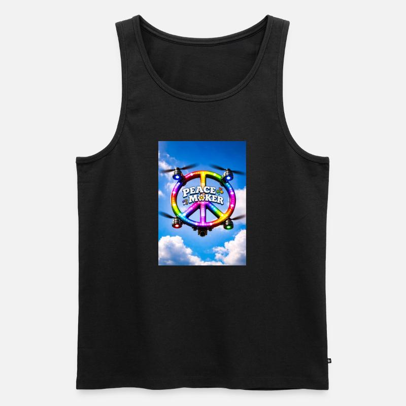 Friedensstifter Regenbogen-LED-Ring - Männer Premium Bio Tank Top - Schwarz