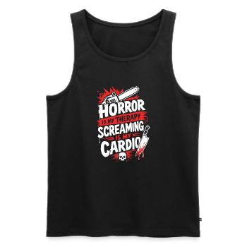 Horror Therapy Is My Cardio - Men's Premium Organic Tank Top - black - Front - AI Model Male 178 light (178cm)