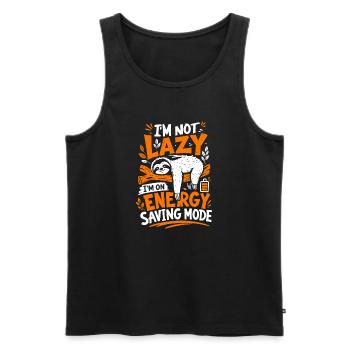 I’m Not Lazy Energy Saving Mode - Männer Premium Bio Tank Top - Schwarz - Vorne - AI Model Male 178 light (178cm)
