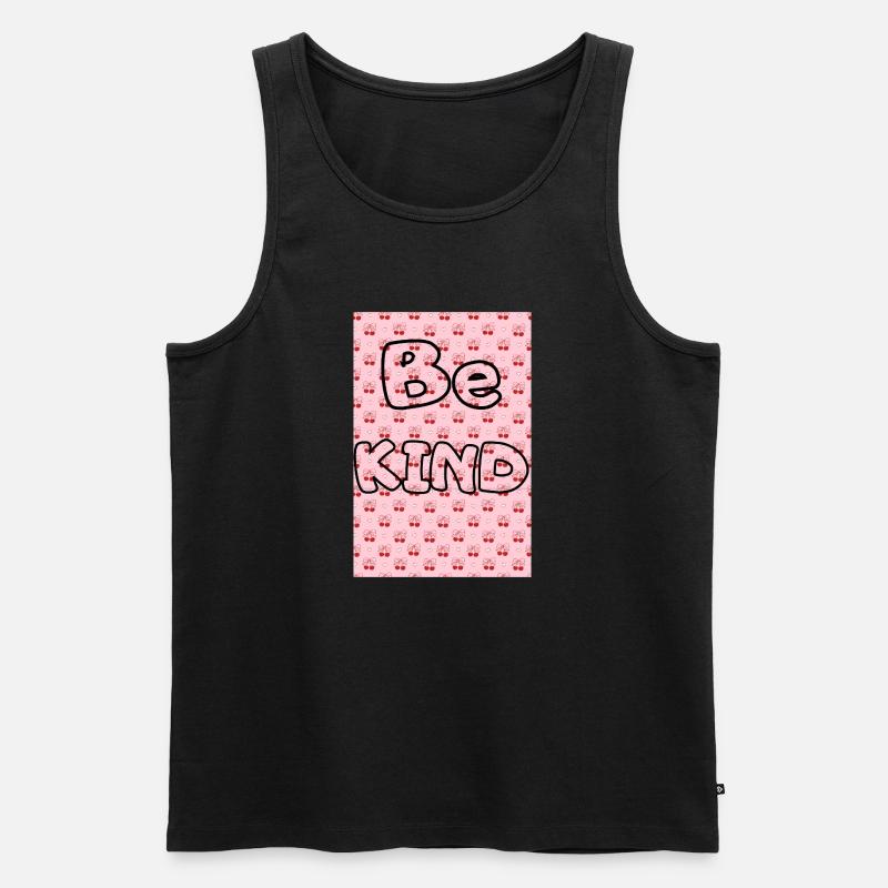 Be kind mit Kirschmuster - Männer Premium Bio Tank Top - Schwarz