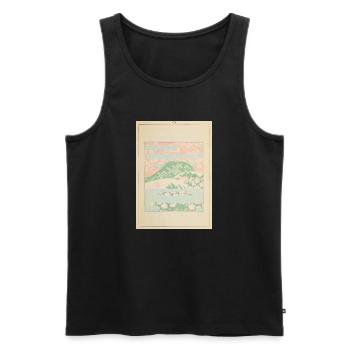 Paysage montagneux pastel avec des fleurs - Débardeur bio Premium Homme - noir - Devant - Michal (187cm)