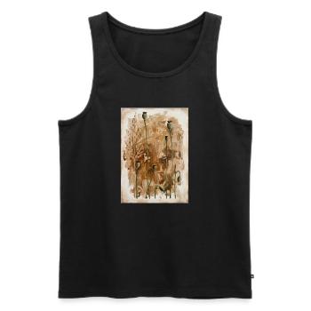 Poppy Stems on Earth Tones - Men's Premium Organic Tank Top - black - Front - Michal (187cm)