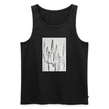 Silhouette de la ville en noir et blanc - Débardeur bio Premium Homme - noir - Devant - Michal (187cm)