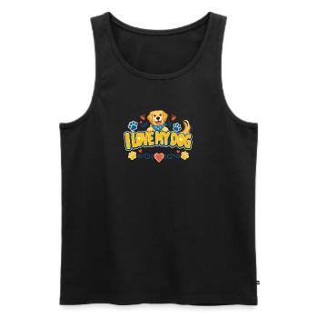 Ich liebe meinen Hund Logo - Männer Premium Bio Tank Top - Schwarz - Vorne - Michal (187cm)