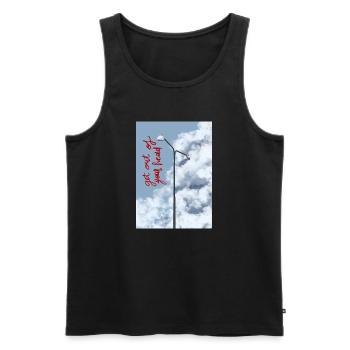 Wolken und Straßenlaterne am Himmel - Männer Premium Bio Tank Top - Schwarz - Vorne - Michal (187cm)