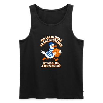 Franzbrötchen Spruch - Lustige Hamburg Möwe - Männer Premium Bio Tank Top - Schwarz - Vorne - Michal (187cm)
