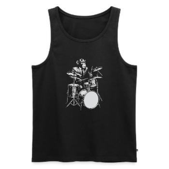 Monkey Jazz Drummer - Männer Premium Bio Tank Top - Schwarz - Vorne - Michal (187cm)