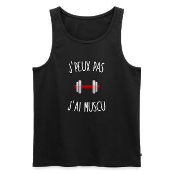 J'peux pas j'ai muscu - Débardeur bio Premium Homme - noir - Devant - Michal (187cm)