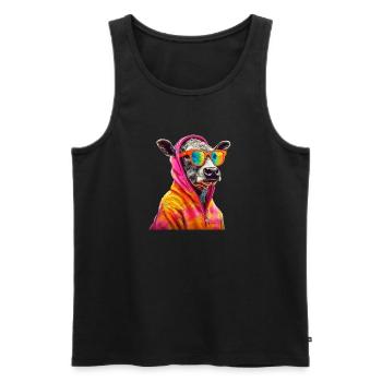 Kuh mit Sonnenbrille Bunt Coole Kühe Landwirt - Männer Premium Bio Tank Top - Schwarz - Vorne - AI Model Male 178 light (178cm)