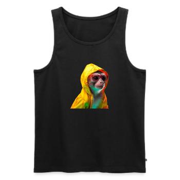 Squirrel Monkey with Sunglasses Colorful Cool Monkeys - Men's Premium Organic Tank Top - black - Front - AI Model Male 178 light (178cm)
