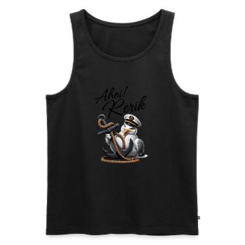 Ahoy Rerik Mouette drôle avec ancre - Débardeur bio Premium Homme - noir - Devant - Michal (187cm)