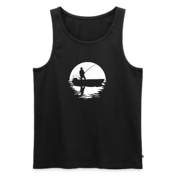 Angeln bei Vollmond - Mondnacht - Angler Geschenk - Männer Premium Bio Tank Top - Schwarz - Vorne - Michal (187cm)