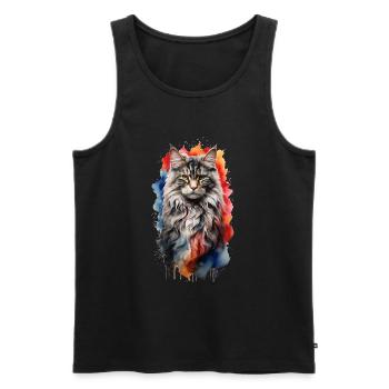 Chat des forêts norvégiennes - Débardeur bio Premium Homme - noir - Devant - Michal (187cm)