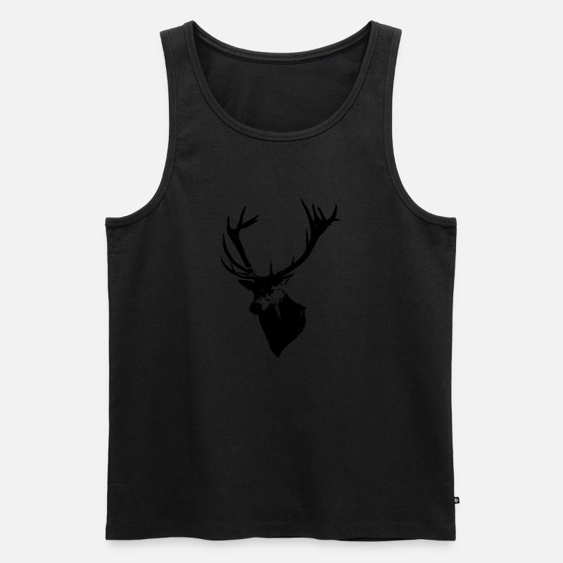 Hirsch - Männer Premium Bio Tank Top - Schwarz
