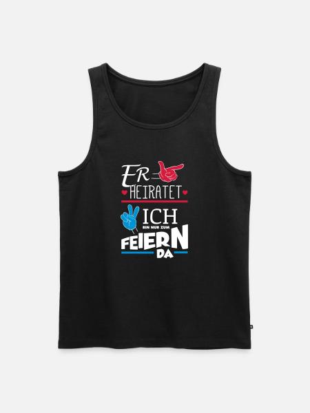 ER HEIRATET JGA - Männer Premium Bio Tank Top - Schwarz