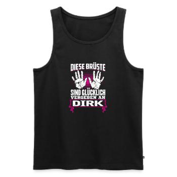 DIRK - Brüste Geschenk - Männer Premium Bio Tank Top - Schwarz - Vorne - AI Model Male 178 light (178cm)