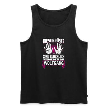 WOLFGANG - Brüste - Männer Premium Bio Tank Top - Schwarz - Vorne - AI Model Male 178 light (178cm)