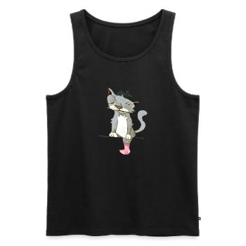 monsieur chat - Männer Premium Bio Tank Top - Schwarz - Vorne - AI Model Male 178 light (178cm)