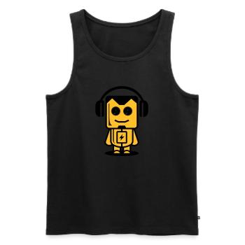 Robot drôle 03 - Débardeur bio Premium Homme - noir - Devant - Michal (187cm)