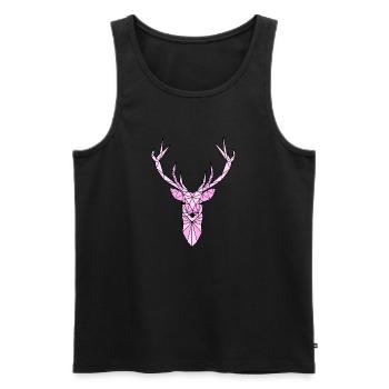 Kunst Hirsch Bock in rosa mit großem Geweih - Männer Premium Bio Tank Top - Schwarz - Vorne - AI Model Male 178 light (178cm)