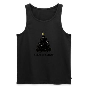 T-shirt noel sapin chat cadeau fête de noel - Débardeur bio Premium Homme - noir - Devant - Michal (187cm)
