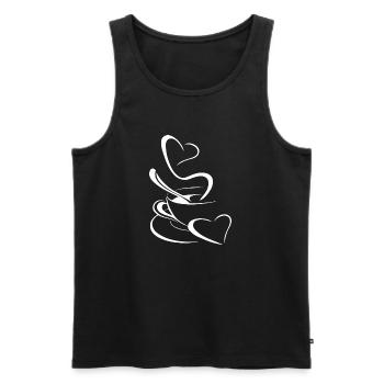 Kaffee Tasse Mit Herz Cafe Koffein Geschenk Liebe - Männer Premium Bio Tank Top - Schwarz - Vorne - AI Model Male 178 light (178cm)