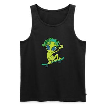 Skateboard Alien - Men's Premium Organic Tank Top - black - Front - Michal (187cm)