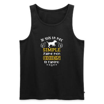 je suis un mec simple j'aime mon chien et l'apéro - Débardeur bio Premium Homme - noir - Devant - Michal (187cm)