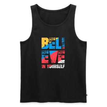 Glaube an dich selbst - Männer Premium Bio Tank Top - Schwarz - Vorne - AI Model Male 178 light (178cm)