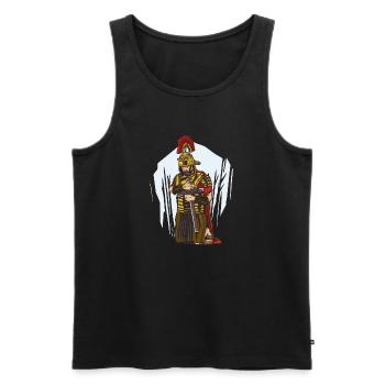 Soldat romain avec croix - Débardeur bio Premium Homme - noir - Devant - Michal (187cm)