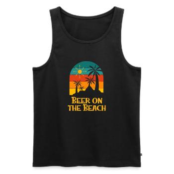 Beer on the Beach Drinking Party Drinker Ocean - Männer Premium Bio Tank Top - Schwarz - Vorne - AI Model Male 178 light (178cm)