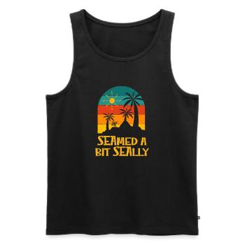 Seamed a Bit Seally Beach Funny Ocean Humor - Men's Premium Organic Tank Top - black - Front - Michal (187cm)
