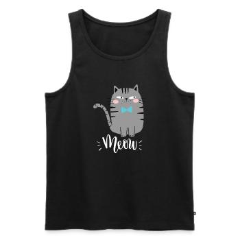 Mignon Kawaii drôle de chat disant miaulement - Débardeur bio Premium Homme - noir - Devant - Michal (187cm)