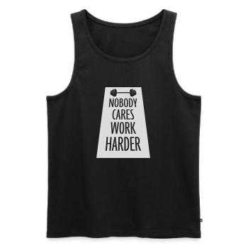 nobody cares work harder - Men's Premium Organic Tank Top - black - Front - AI Model Male 178 light (178cm)