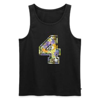 Numero 4 fleur, Équipe Foot, basket université - Débardeur bio Premium Homme - noir - Devant - AI Model Male 178 light (178cm)