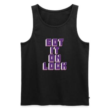 Got It On Lock - Men's Premium Organic Tank Top - black - Front - Michal (187cm)