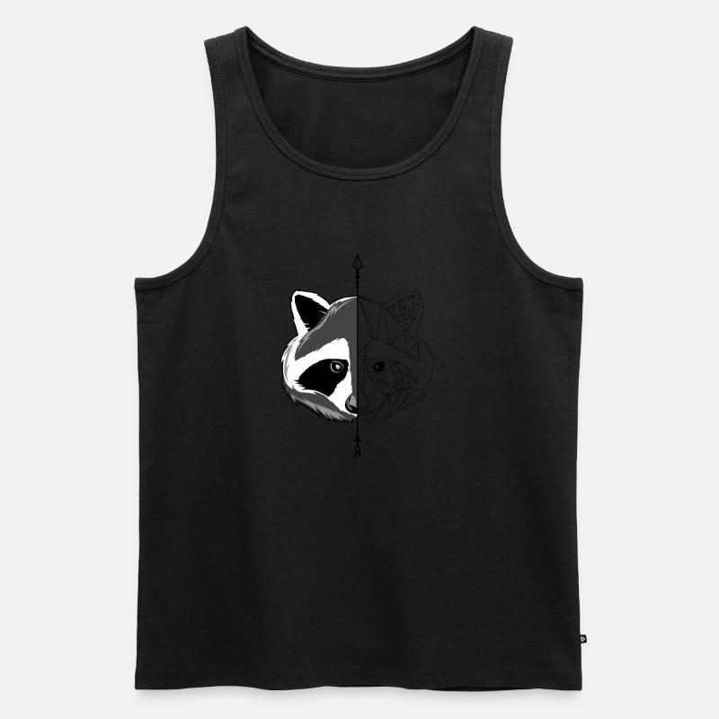 Minimalistischer Waschbär - Männer Premium Bio Tank Top - Schwarz