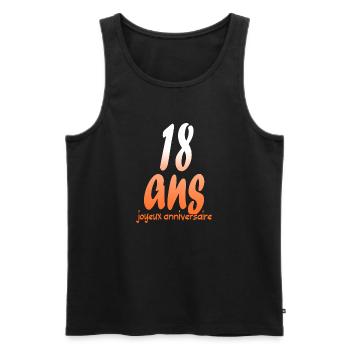 ANNIVERSAIRE 18 ANS HUMOUR CITATION DRÖLE BLAGUES - Débardeur bio Premium Homme - noir - Devant - Michal (187cm)