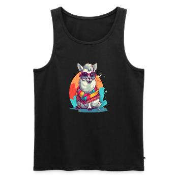 Super Cute Lama Mascot T-Shirt Design - Männer Premium Bio Tank Top - Schwarz - Vorne - AI Model Male 178 light (178cm)