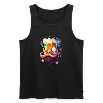 Drôle de petit monsieur de bière peu recommandable - Débardeur bio Premium Homme - noir - Devant - AI Model Male 178 light (178cm)