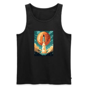 Rocket Launch Raketenstart - Men's Premium Organic Tank Top - black - Front - AI Model Male 178 light (178cm)